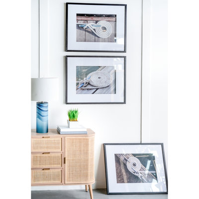 30" X 24" Rope Wall Decoration With Black Frame, Of 3 For Living Area, Bedroom, Office, Entry, White & Black, Plastic Coincident Art 3 Room, Work Entryway, + Booming