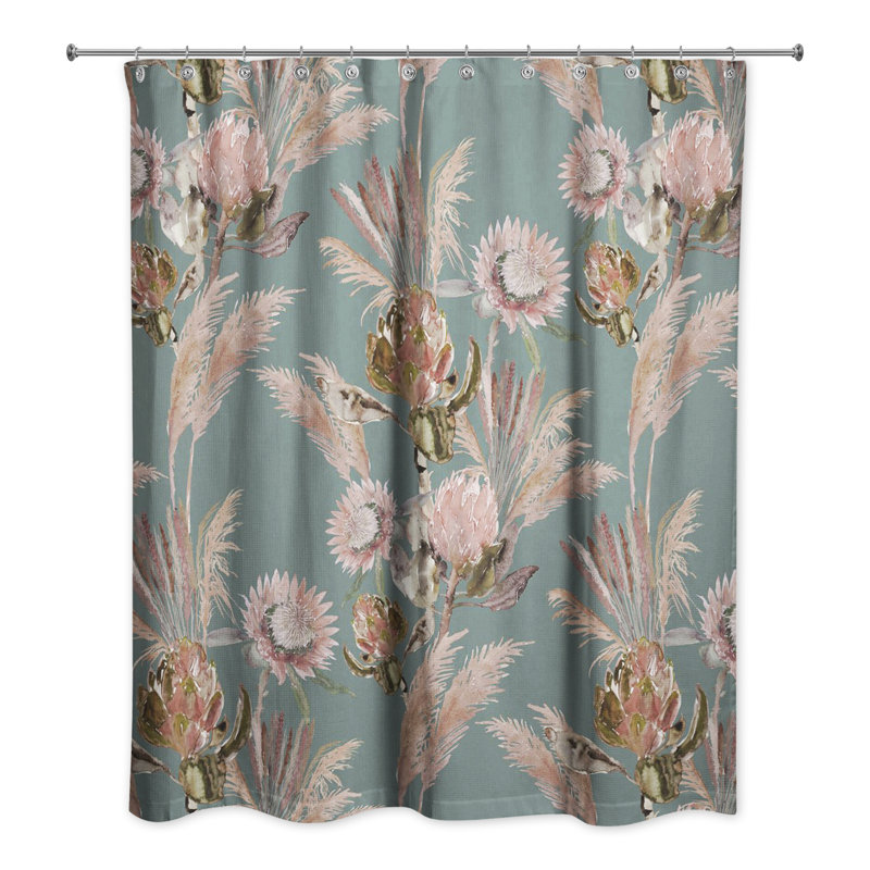 Rideau de douche simple en polyester Mizelle, Émeraude