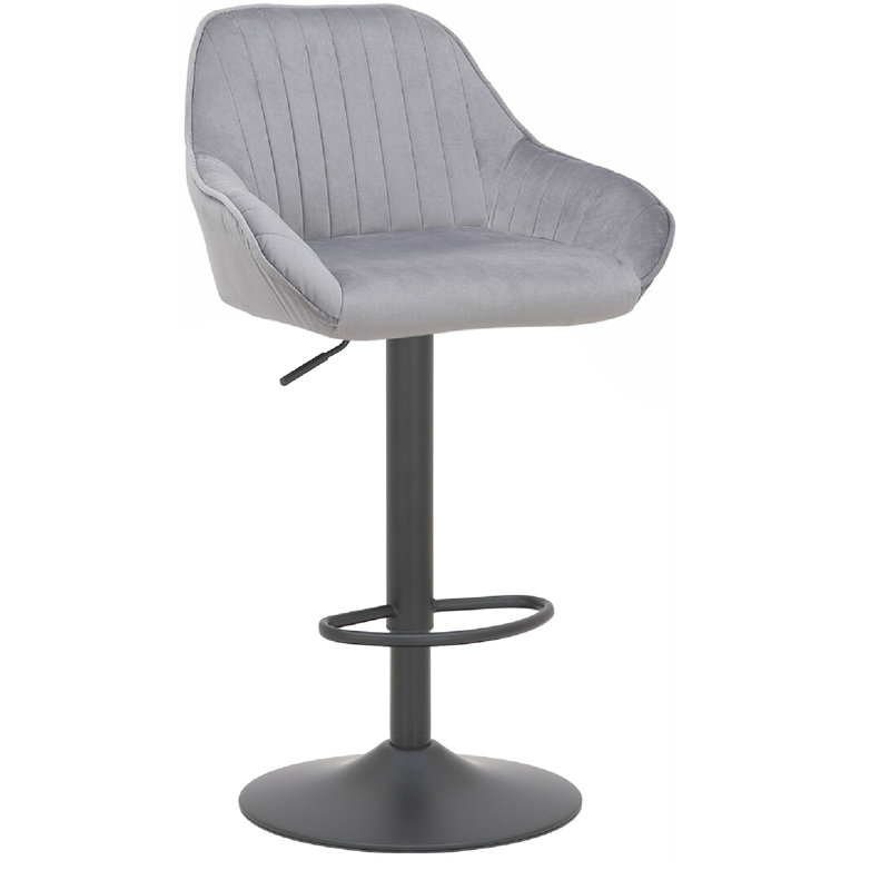 Kenery Swivel Upholstered Adjustable Height Counter Stool with Metal Frame, Grey