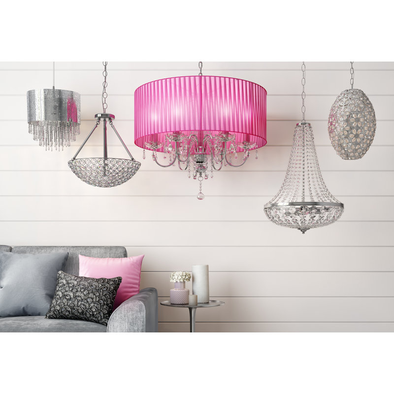 Laurent 8 - Light Drum Chandelier, Pink