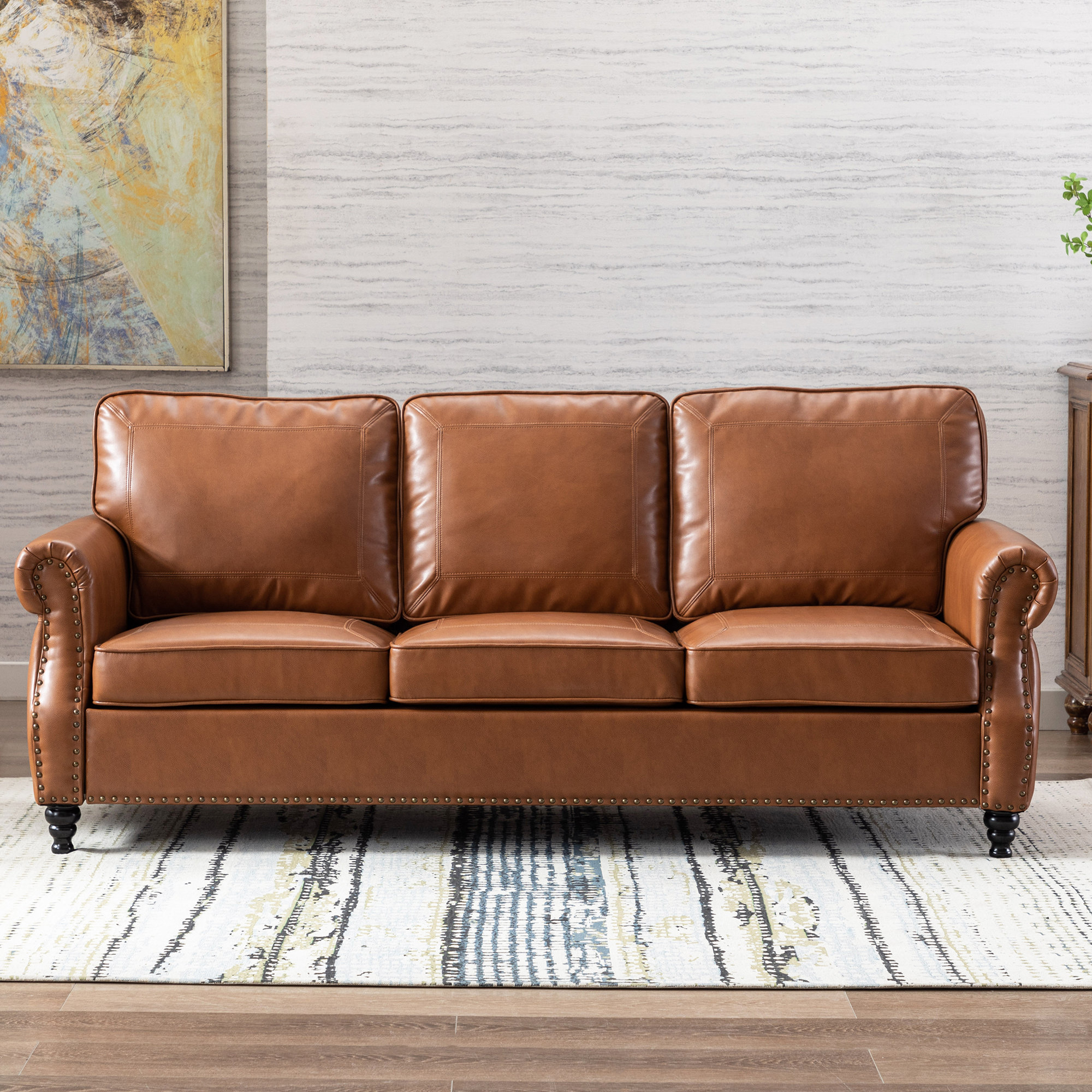 Brown faux leather