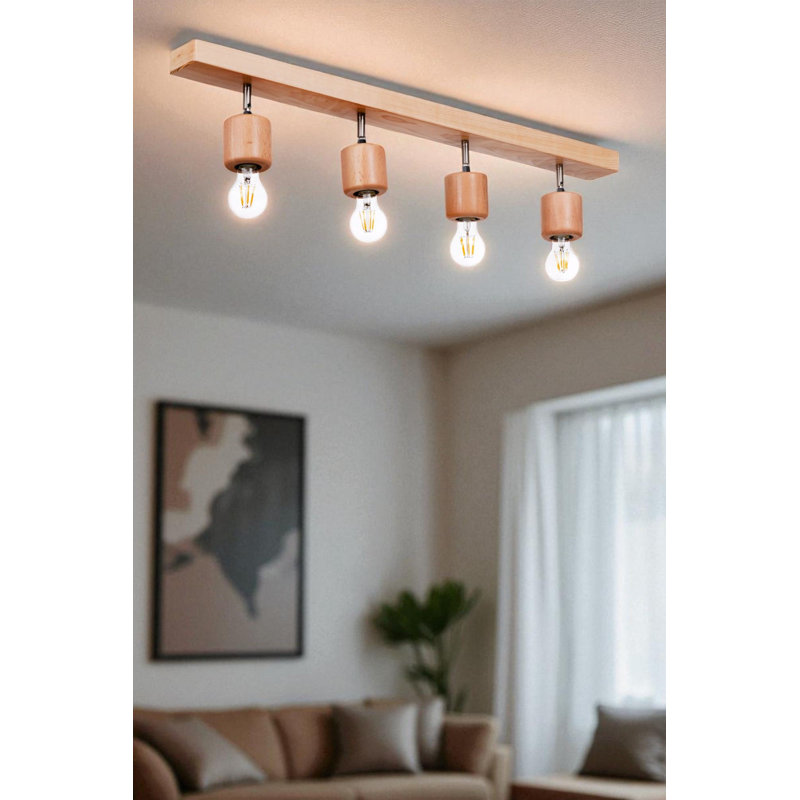 Lustre, 4 étages, Quatre lumières, Chêne