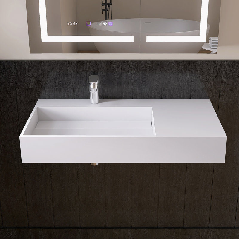Lavabo de salle de bain à vasque murale 36 po avec trou pour robinet
