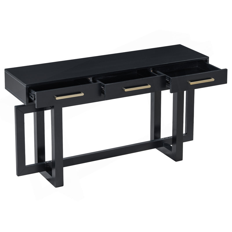 Console en bois massif 57 po Nerene, Noir