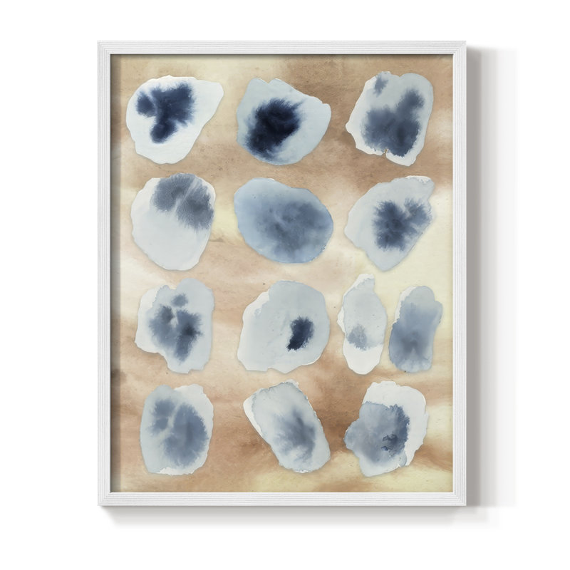 Tiled Serenity Fragments I Framed Print - Solid Wood, H 30 po x l 24 po, Blanc