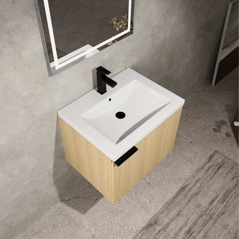 Meuble-lavabo de 61 cm pour grandes salles de bain - Construction moderne en contreplaqué de chêne et grande capacité de rangement. Étagère spacieuse avec plusieurs options.