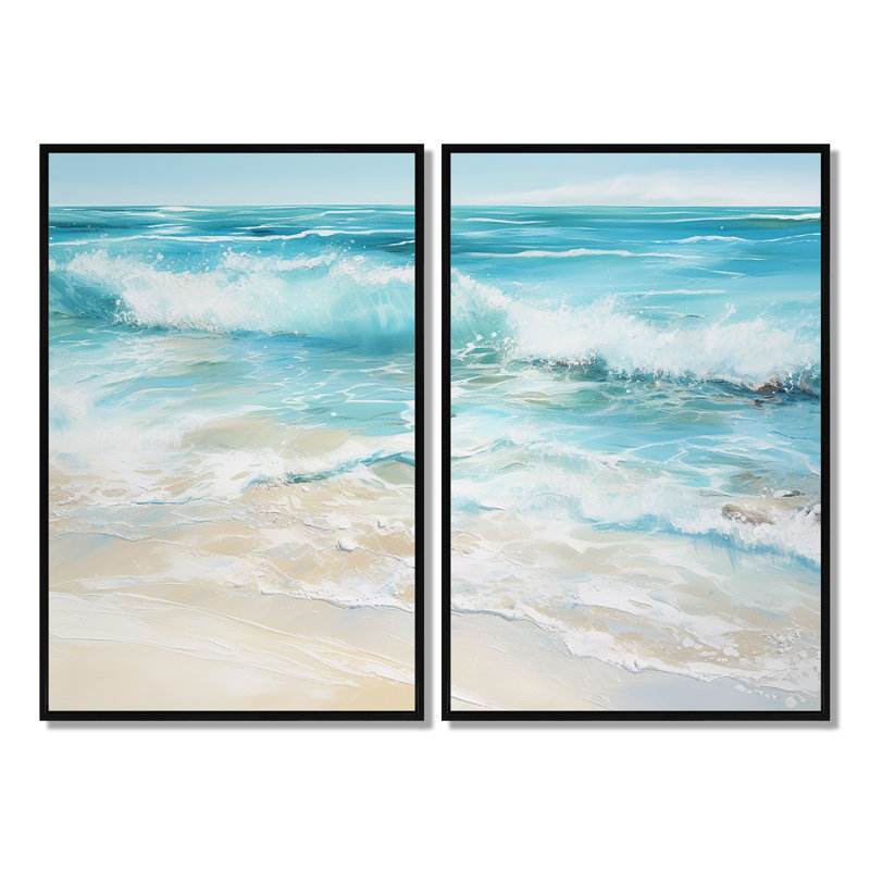 «Ocean Charm», art mural côtier, Black, 36" H x 48" W, Impression encadrée flottante