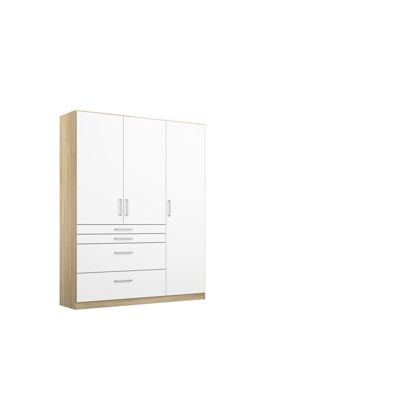 Harburg 3 Door Wardrobe, Alpine White/Brown