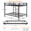 Lit superposé en fer carré durable avec rails de sécurité grand noir-42288627-42288617