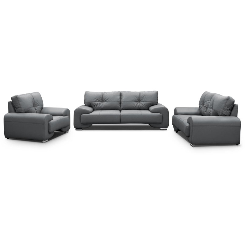 Cyntheia 3 - Piece Faux Leather Living Room Set, Grey