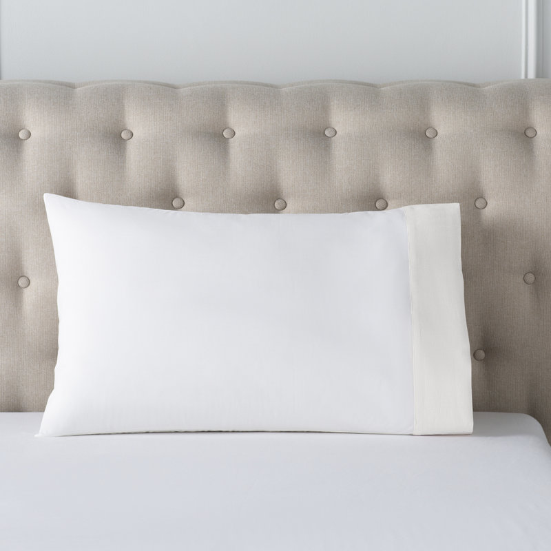  Mandalay Linen Cuff Percale Pillowcases, Pearl, King
