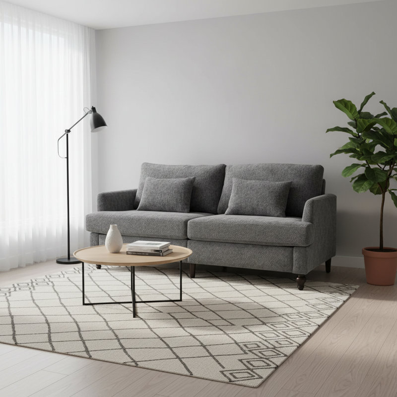 Mid Century Modern chenille Fabric Loveseat Sofa, Grey