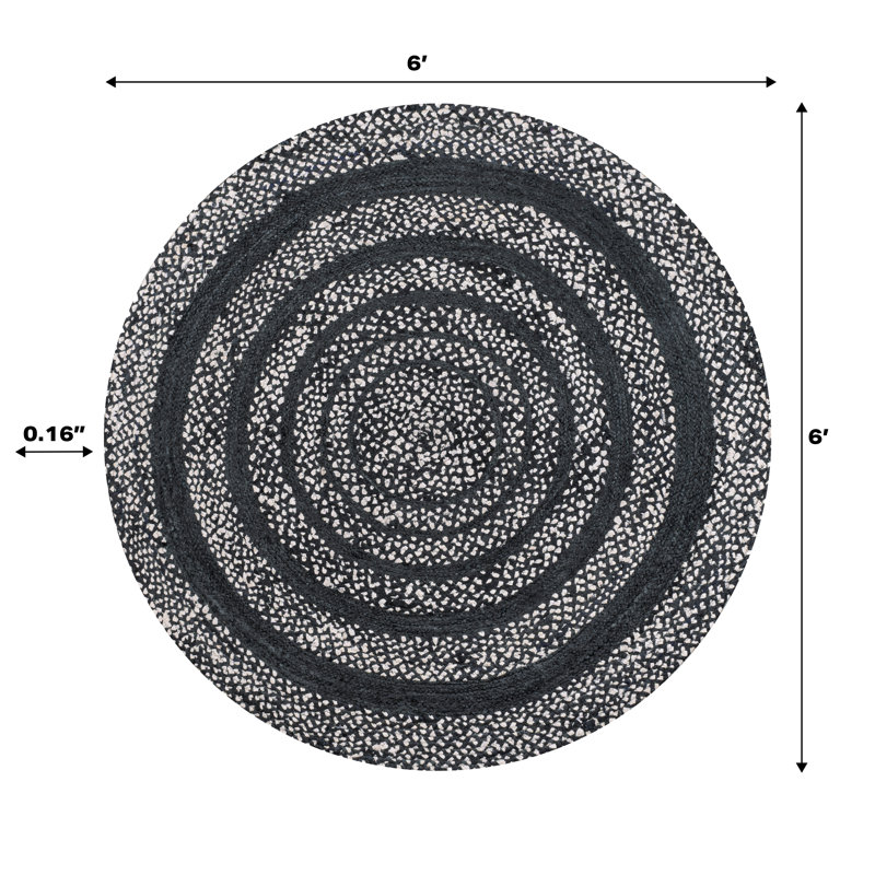 Tapis noir / blanc Maecyn, Rond 6 pi