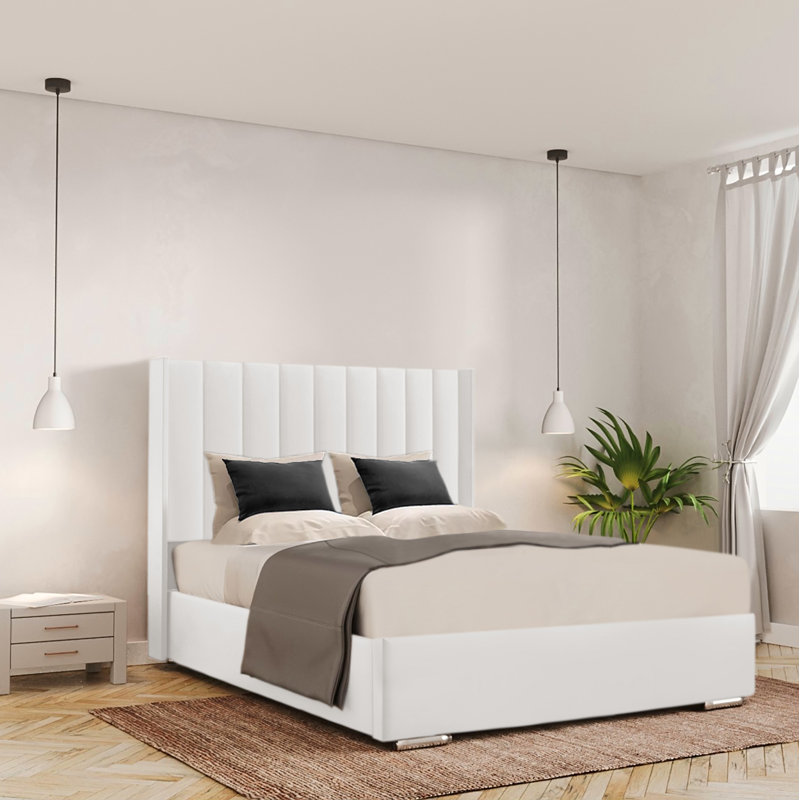 Ayrin Upholstered Ottoman Storage Bed, Double (4'6), White