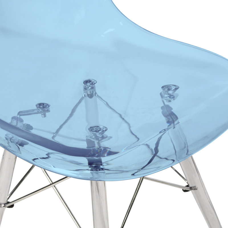 Karen Modern Dining Side Chair with Acrylic Base, Transparent Blue
