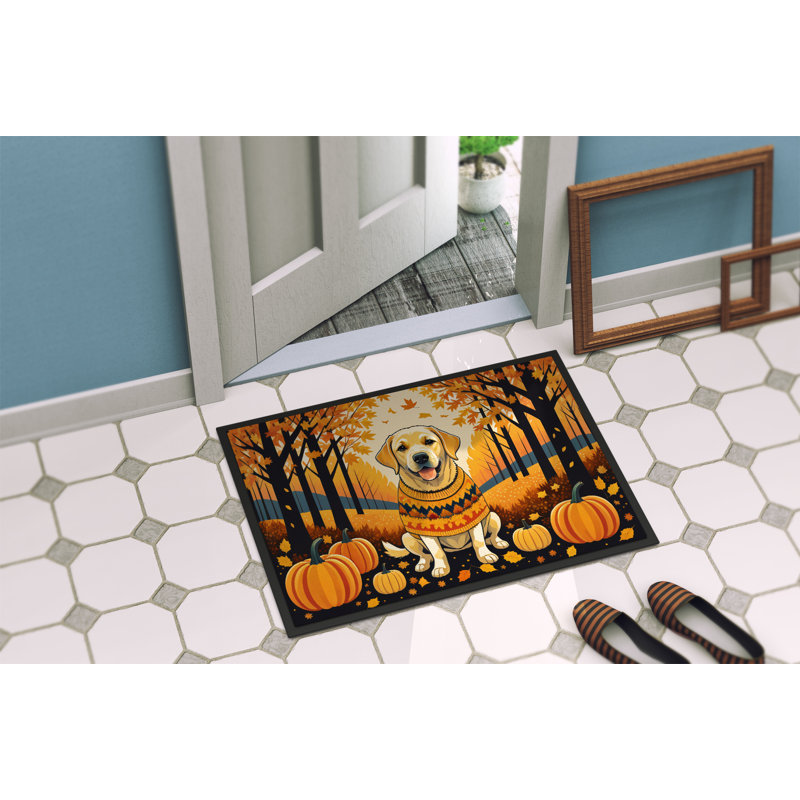 Yellow Labrador Retriever Fall Indoor or Outdoor Mat, L 24 po x L 36 po