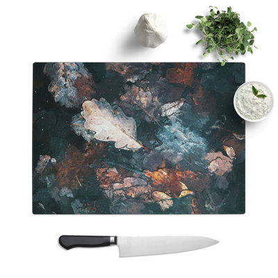 Tempered Glass Autumnal Leaves Chopping Board