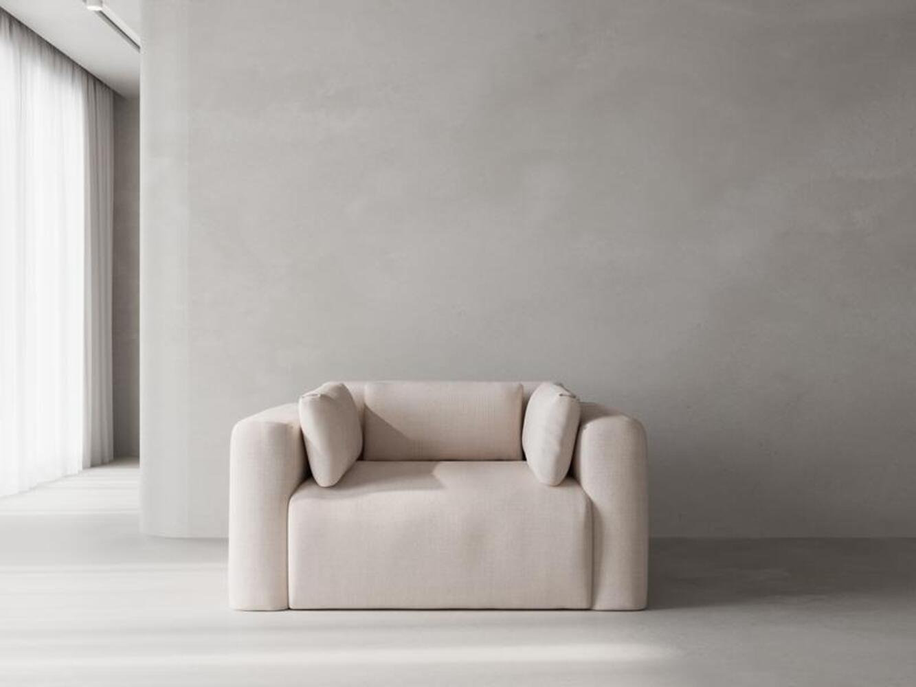 Freddie 41" Upholstered Accent Chair, Nevis Ivory