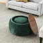 Repose-pieds de rangement moderne et classique avec plateau amovible, bois d'eucalyptus vert et mousse, 25 po x 25 po x 14,7 po-6324680-6324681