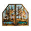 Moose at Lake 3 Panel Stained Glass Window