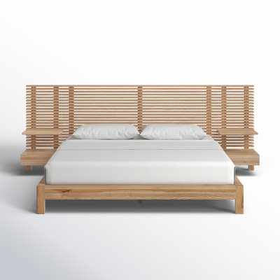 Finnian Unfinished Solid Wood Panel Headboard Design Bed with Drawers