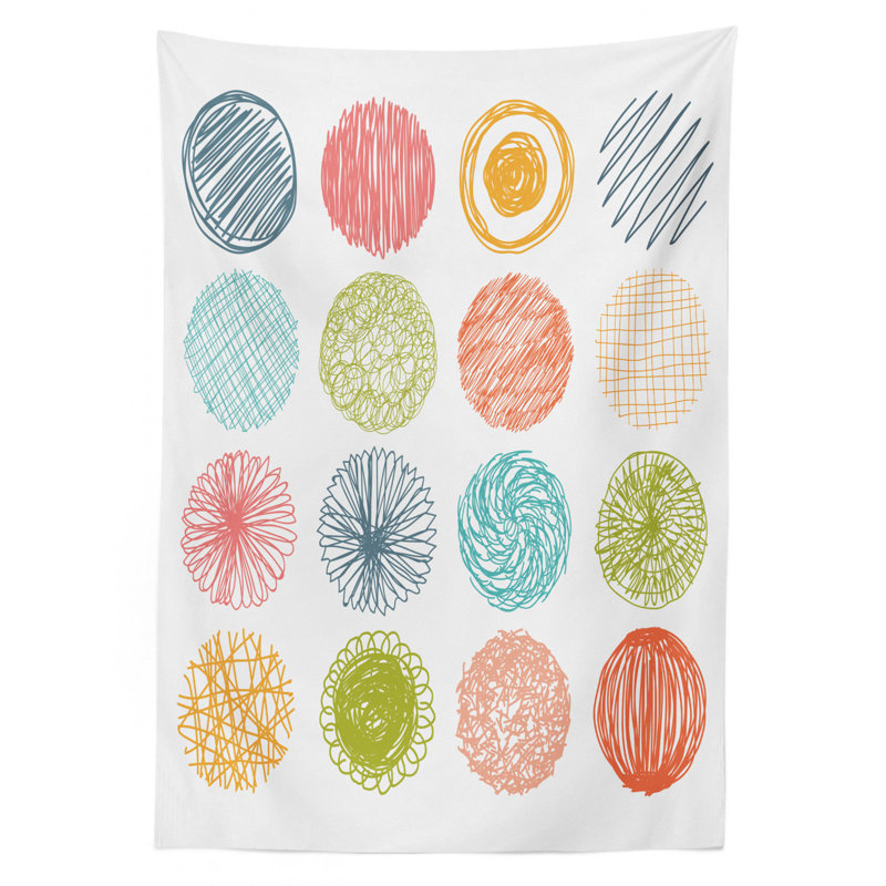 Nappe doodle style griffonnage à motif childish, 90 po x 60 po