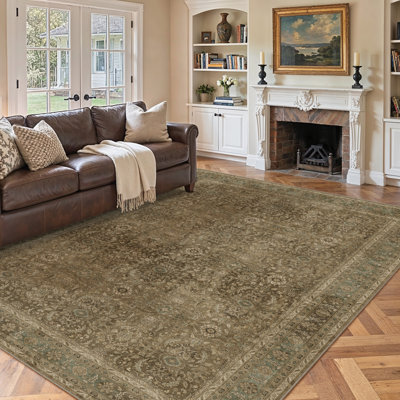 Vintage Oriental Washable Area Rug With Non-Slip Backing