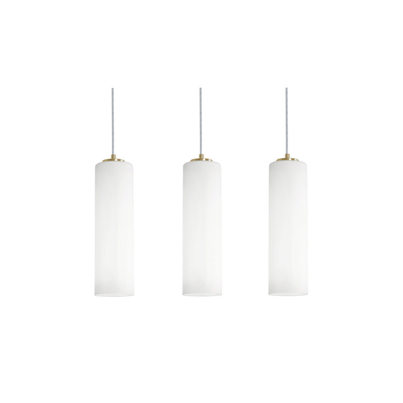 Leo Light Antique Brass 3-Light Glass Cylinder Pendant
