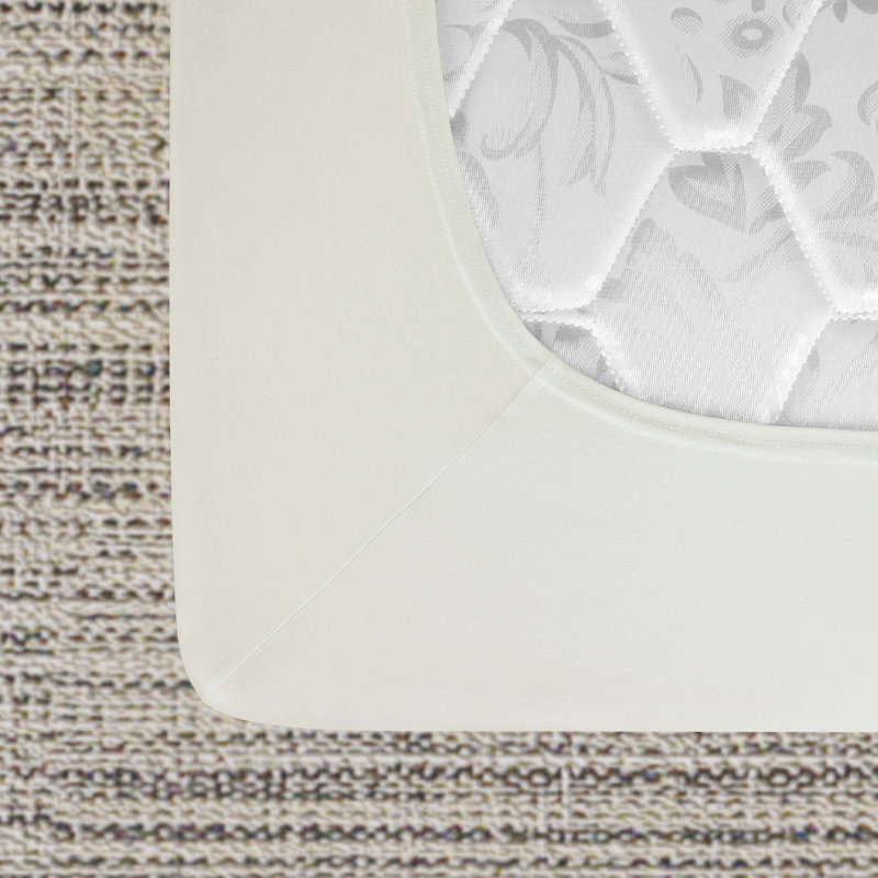Full Beige Jersey Knit StretchWrap Box Spring Cover