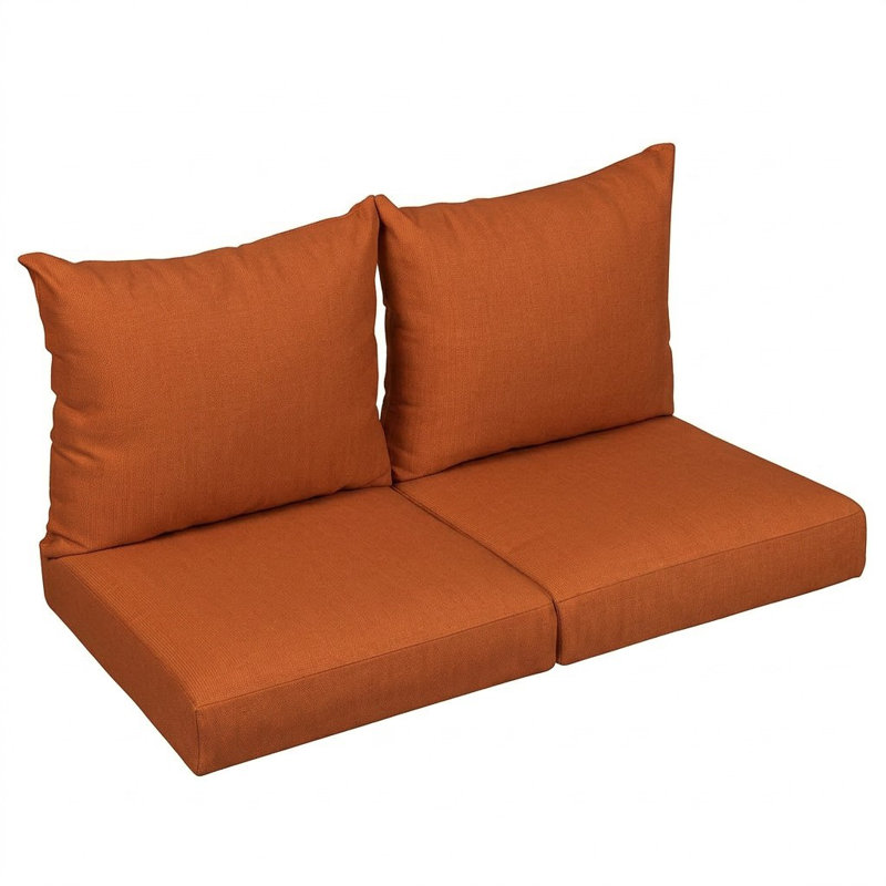 Sunbrella Outdoor Solid Loveseat Pillow and Cushion Set, 23 in W x 25 in D x 5 in H, Sunbrella - Canvas Rust