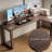 Light Walnut Color L-Shaped Solid Wood writing desk-118312051-118312052-118312054