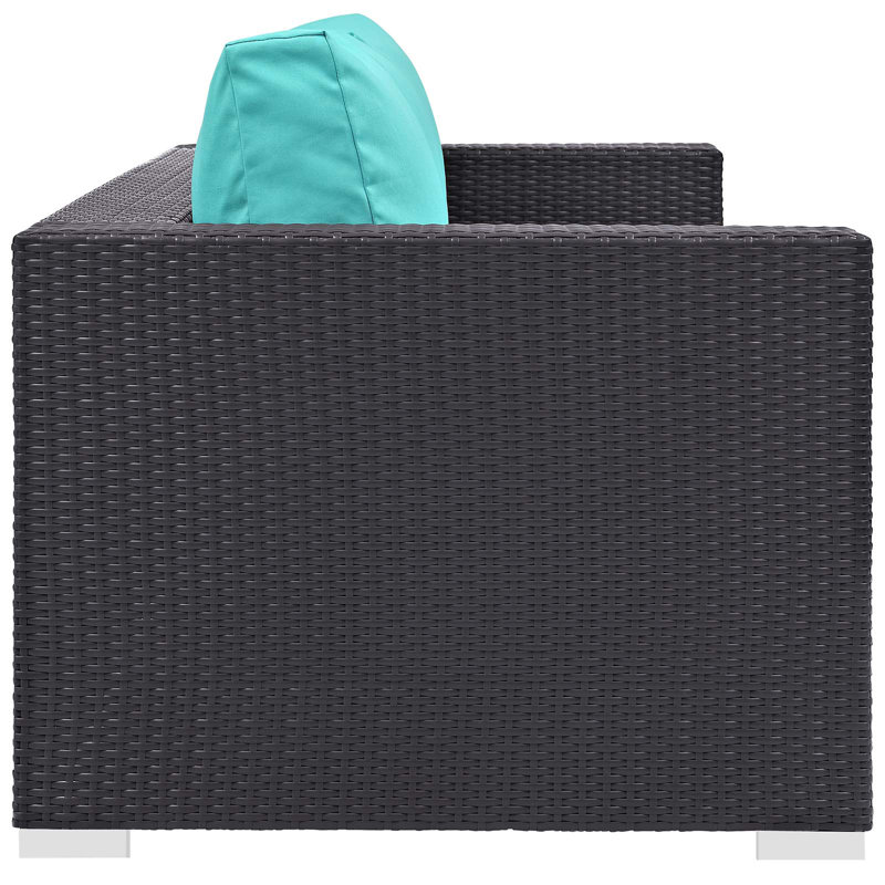 Ensemble de patio extérieur 3 pièces avec foyer Convene, Turquoise