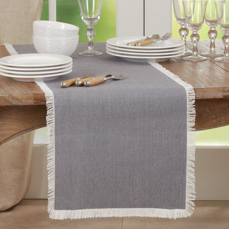 Flamenco 100% Cotton Table Runner, Gray