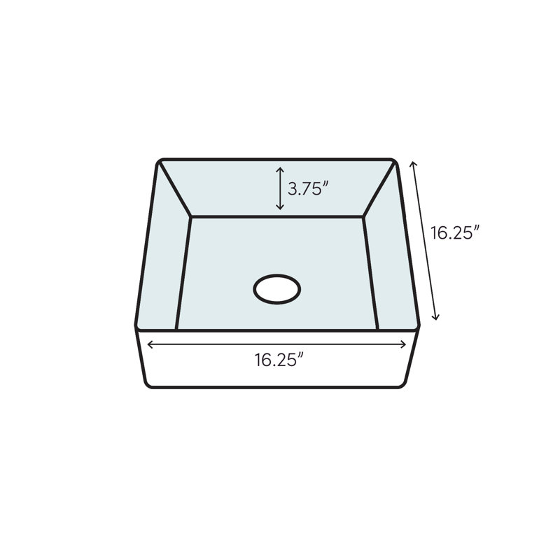 Vox Ceramic Square Vessel Bathroom Sink with Overflow, Ice Gray