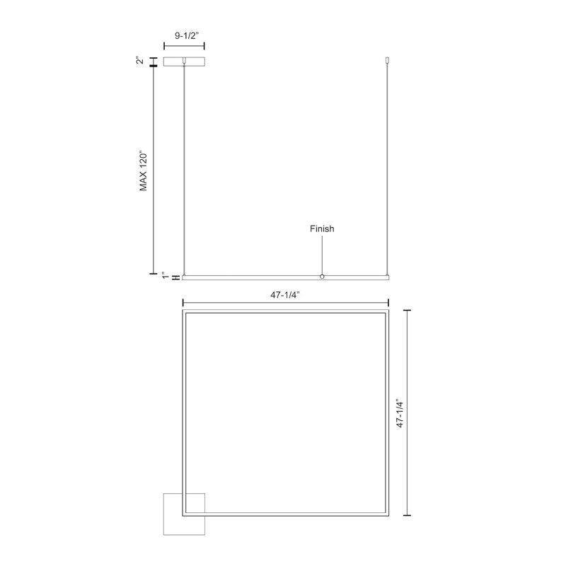 Piazza 1 - Light LED Pendant, 1" H x 47.25" W x 47.25" D, Black
