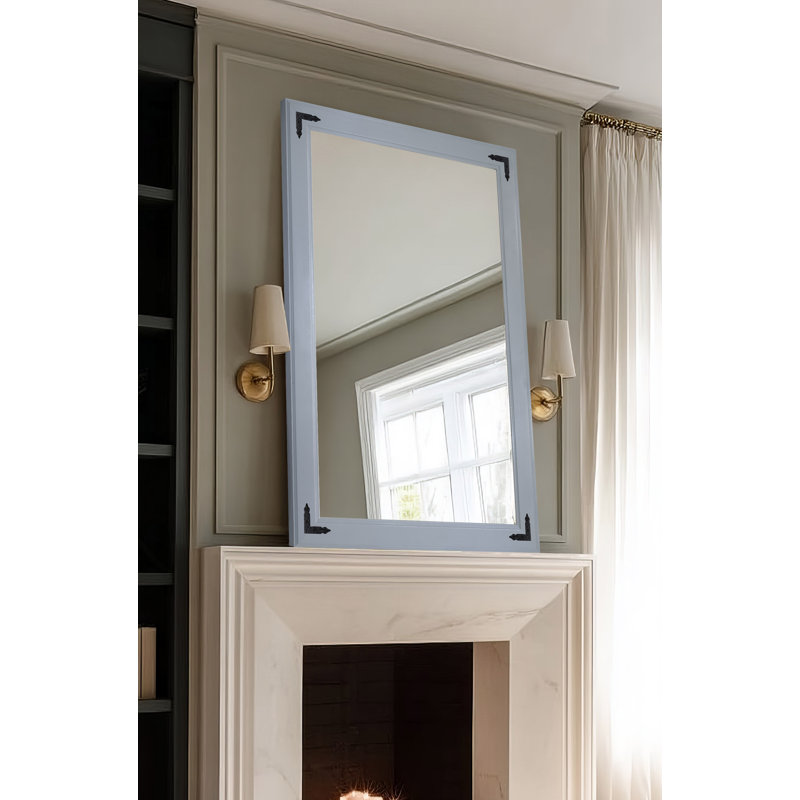 Rayne Heritage Hardwood Poplar Mirror With Decorative Corner Brackets, Gray, 46 x 33
