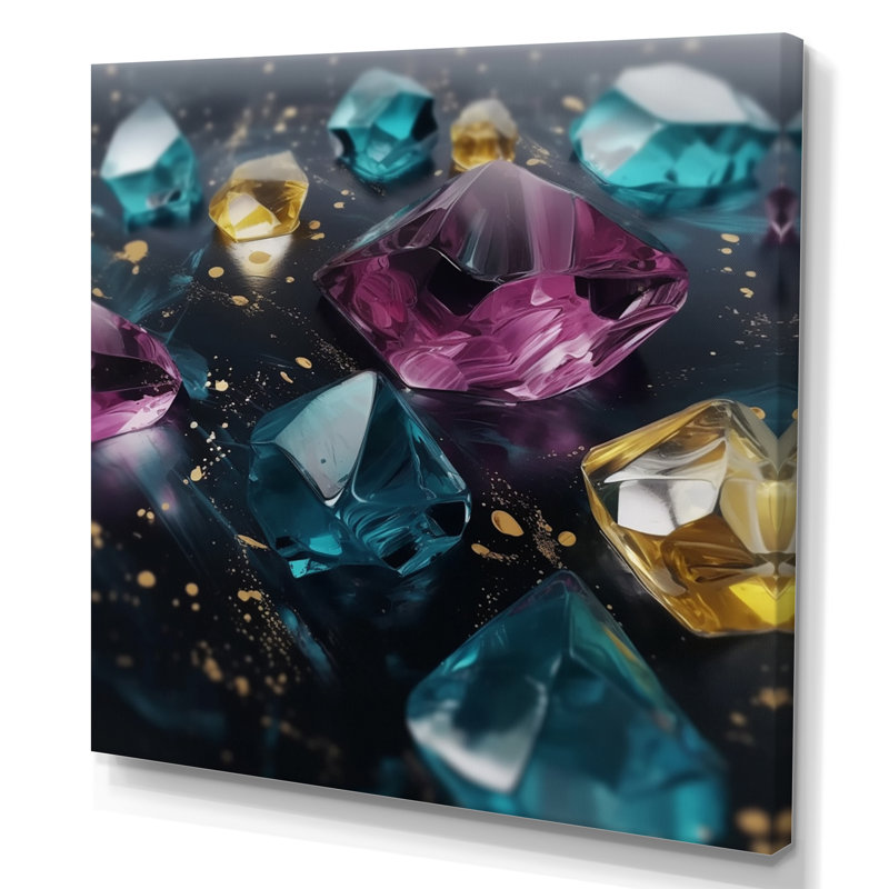 «Liddle», impressions sur toile mauves et vertes, H 16 po x l 16 po x P 1 po, Toile tendue