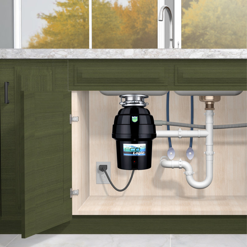Eco Logic Deluxe 3/4 HP Quiet Garbage Disposal with Odor Shield and Power Cord, Continuous Feed Grinding System