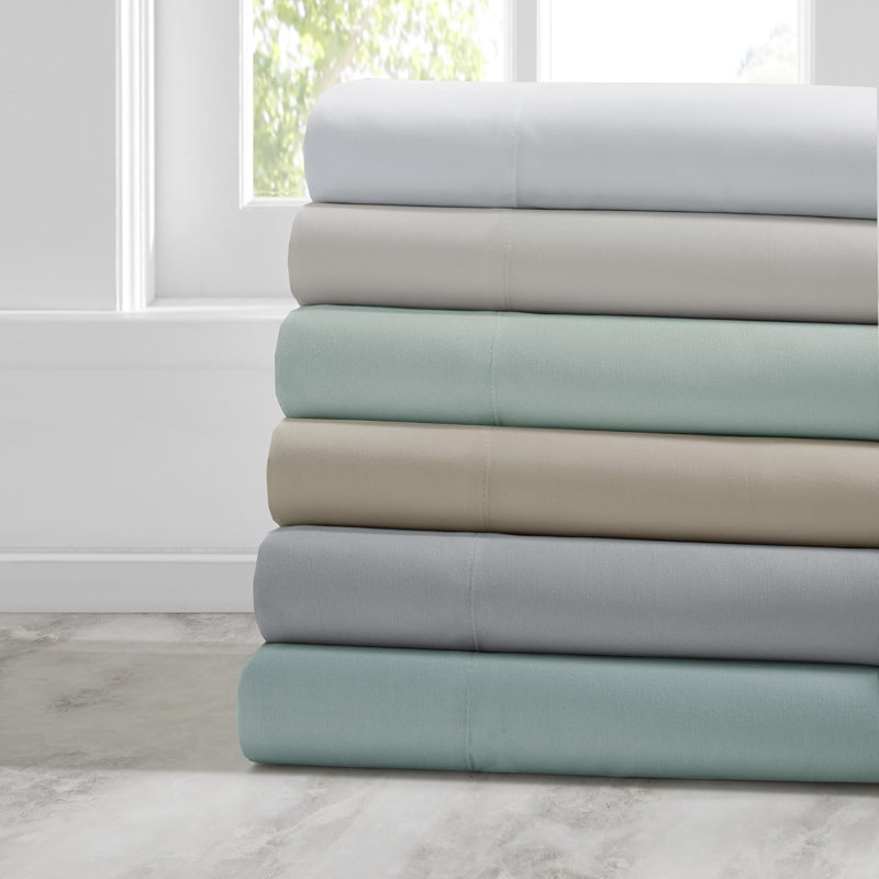 Ensemble de draps unis en microfibre Coolmax, Lit simple, Gris