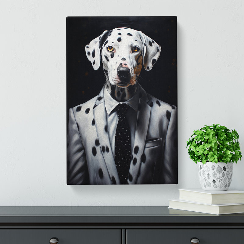 Dalmation In A Suit No.2 - Print on Canvas, 60cm H x 40cm W x 3cm D