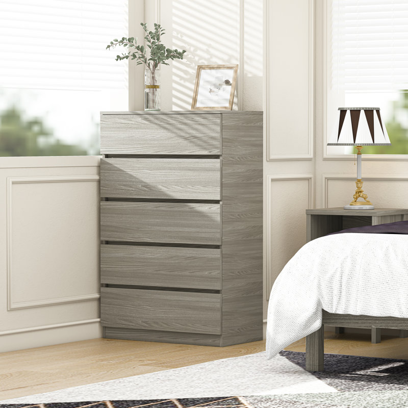 Commode 5 tiroirs Jacolien, Chêne gris