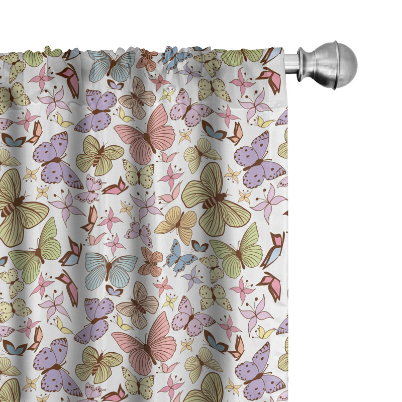 Butterfly Semi-Sheer Rod Pocket Curtain Panels, 28" x 63"