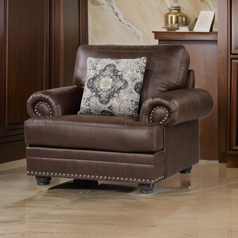 Fauteuil Ferland, Microfibre brun riche