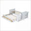 Lit plateforme simple en bois avec lit gigogne et 3 tiroirs avec étagère de rangement
