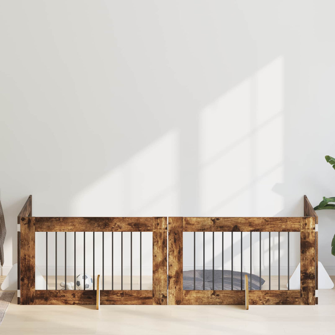 Dog Gate With Stands Engineered Wood Fence Pet Containment Living Room