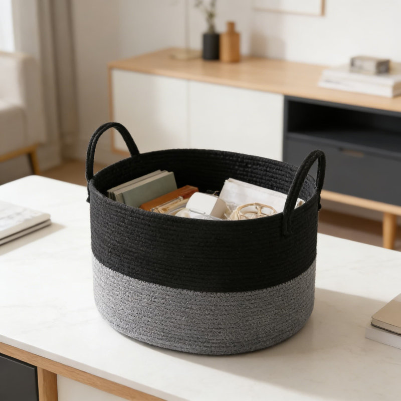 Extra Large Woven Cotton Rope Storage Basket, 65L Laundry Hamper And Blanket Bin With Reinforced Handles For Pillows, Toys, And Comforters, Machine Washable And Collapsible