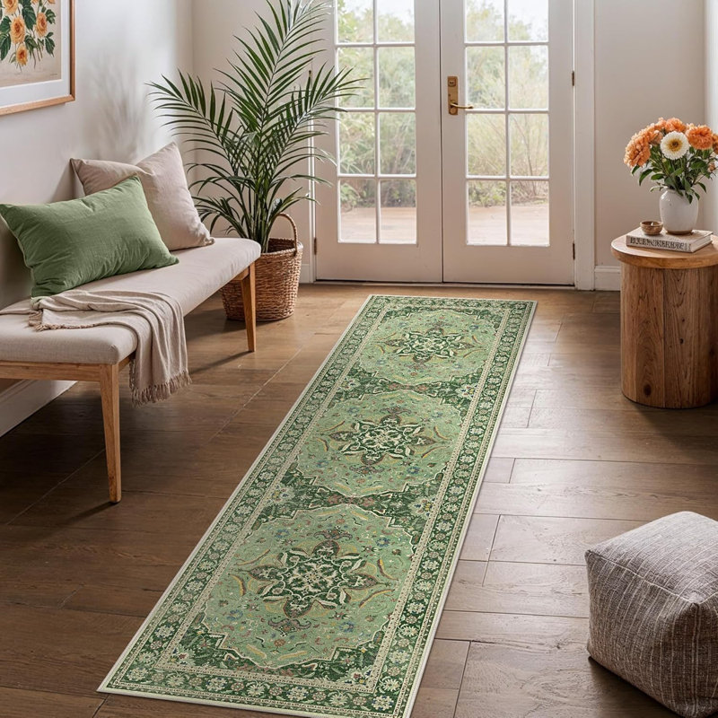 Jalen Green Oriental Indoor/Outdoor Machine Washable Area Rug, Runner 2' x 7'
