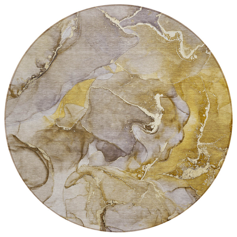 Alfonzo Washable Abstract Indoor / Outdoor Rug, Round 8'