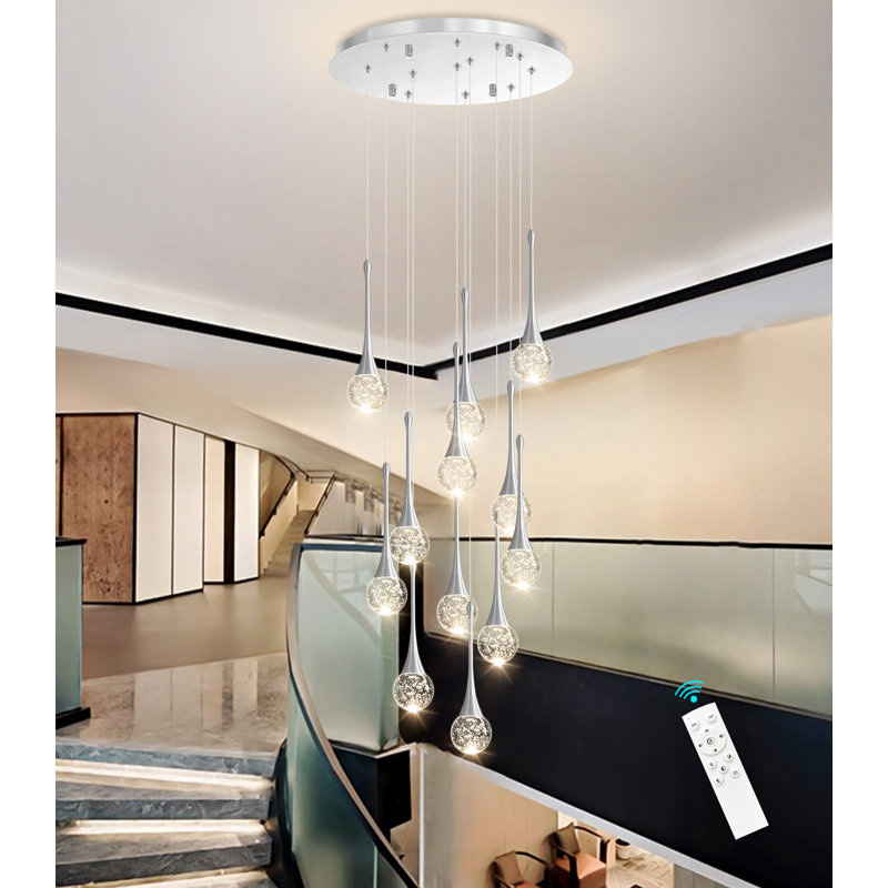 12 Lights Glam Chandelier Led Dimmable Pendant Light, Silver