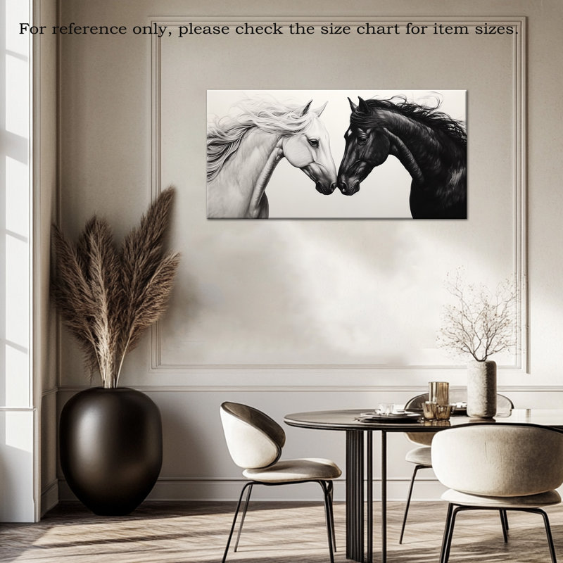 Art mural sur toile de cheval - Élégante décoration murale de photos de cheval pour le salon, peinture murale élégante de cheval pour chambre à coucher, décoration encadrée de pin, toile tendue, 16 po x 32 po